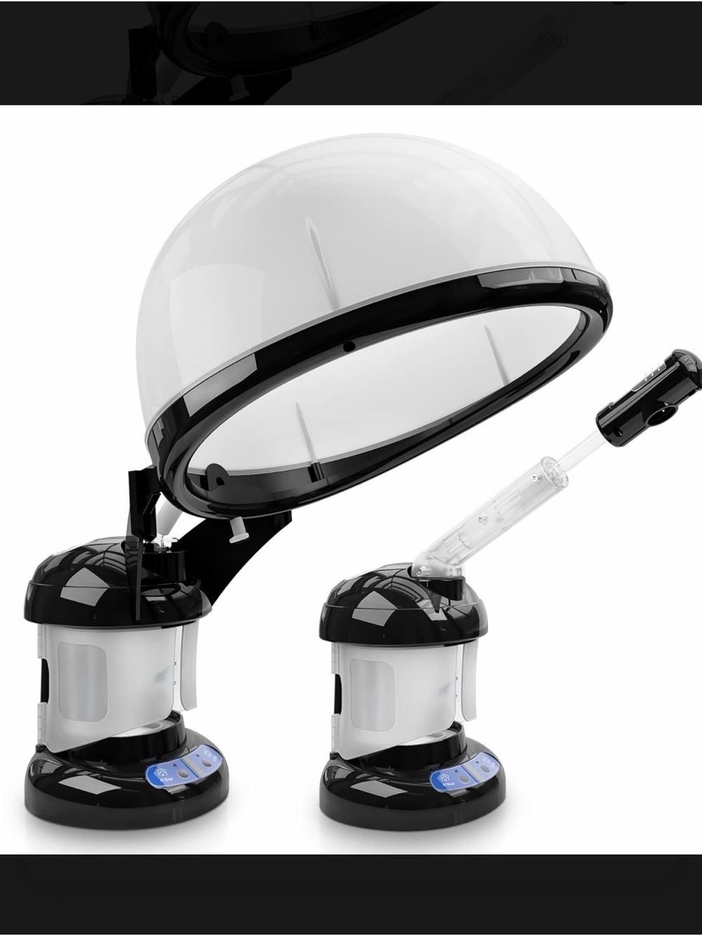 Professional Salon Hair Steamer & Facial Steamer Combo - Black and White